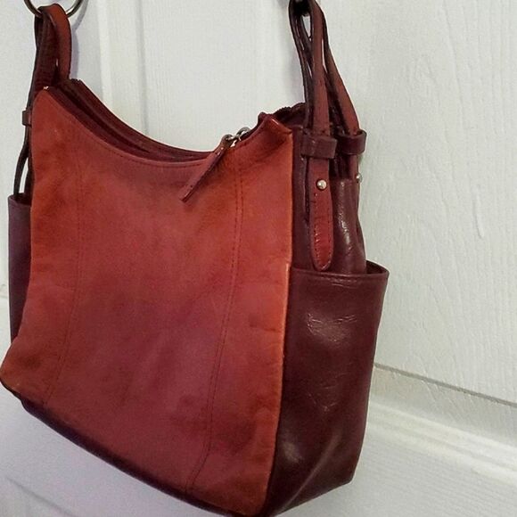 Aurielle Two Tone Leather Utility Multi-pocket Shoulder Bag Boho Retro - Picture 3 of 10